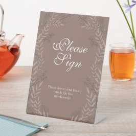 Rustic Brown Wedding  Botanical Reclamebord Met Voetstuk