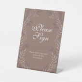 Rustic Brown Wedding  Botanical Reclamebord Met Voetstuk (Voorkant)