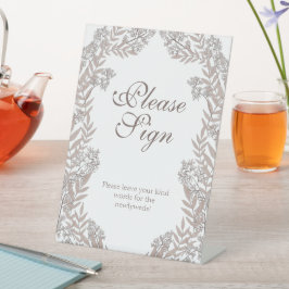 Rustic Brown Wedding  Botanical Reclamebord Met Voetstuk