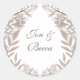 Rustic Brown Wedding  Botanical Ronde Sticker