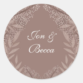Rustic Brown Wedding  Botanical Ronde Sticker
