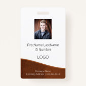 Rustic Brown werknemer ID-badge met streepjescode Badge (Voorkant)