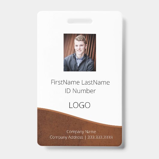 Rustic Brown werknemer ID-badge met streepjescode Badge (Voorzijde)