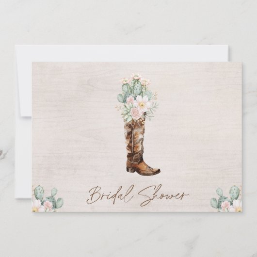 Rustic Brown Western Cowgirl Boot Vrijgezellenfees Kaart (Achterkant)