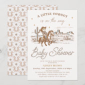 Rustic Brown Western Little Cowboy Baby Shower Kaart (Voorkant / Achterkant)