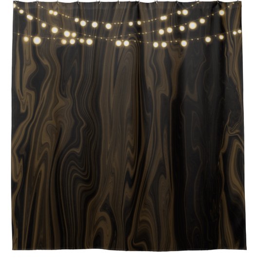 Rustic Brown Whimsical String Lights Douchegordijn (Voorkant)