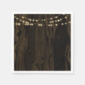 Rustic Brown Whimsical Wood String Lights Wedding Servet (Voorkant)