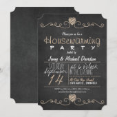 Rustic Brown & White Chalkboard Housewarming Party Kaart (Voorkant / Achterkant)