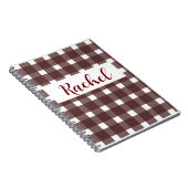 Rustic Brown White Gingham Notitieboek (Rechterzijde)