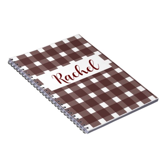 Rustic Brown White Gingham Notitieboek (Rechterzijde)