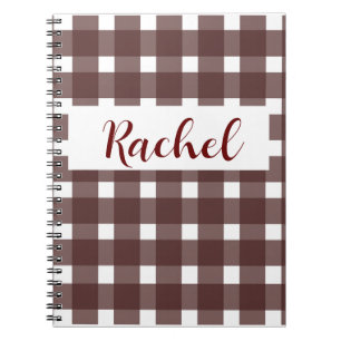 Rustic Brown White Gingham Notitieboek