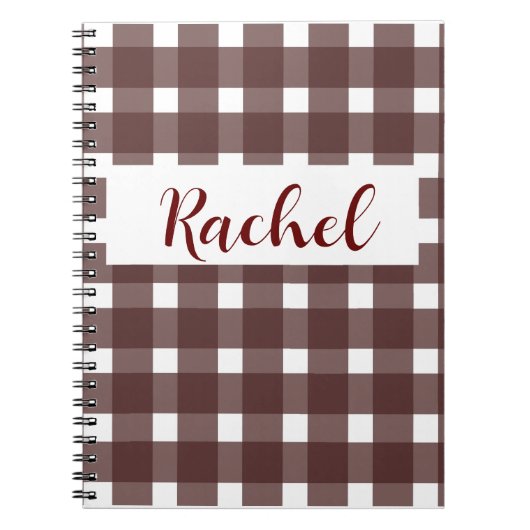 Rustic Brown White Gingham Notitieboek (Voorkant)
