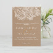 Rustic Brown White Paisley Pattern Floral Wedding Kaart (Staand voorkant)