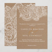 Rustic Brown White Paisley Pattern Floral Wedding Kaart (Voorkant / Achterkant)