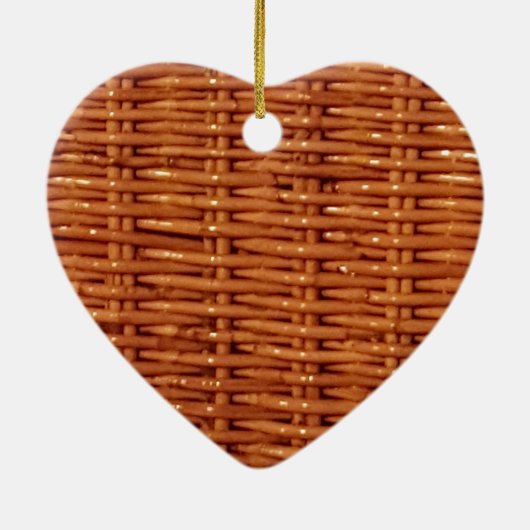 Rustic Brown Wicker Picnic Basket Country Style Keramisch Ornament (Achterkant)