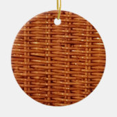 Rustic Brown Wicker Picnic Basket Country Style Keramisch Ornament (Voorkant)
