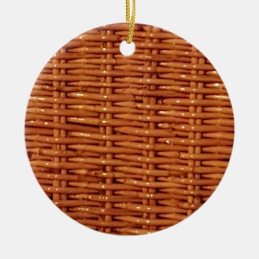 Rustic Brown Wicker Picnic Basket Country Style Keramisch Ornament (Voorkant)