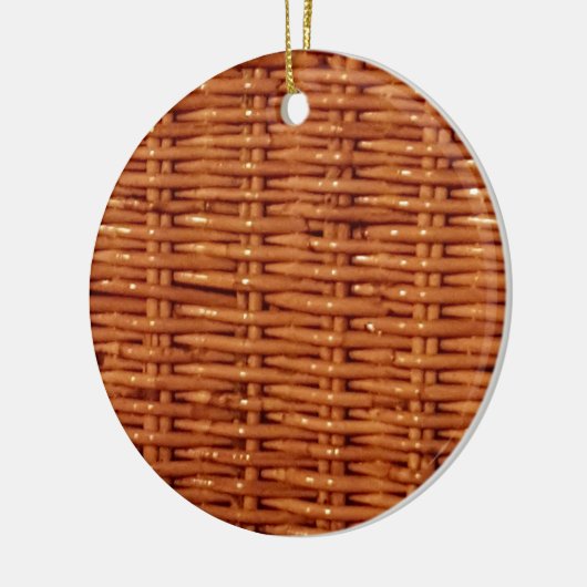 Rustic Brown Wicker Picnic Basket Country Style Keramisch Ornament (Links)