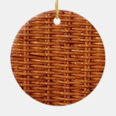 Rustic Brown Wicker Picnic Basket Country Style Keramisch Ornament (Achterkant)