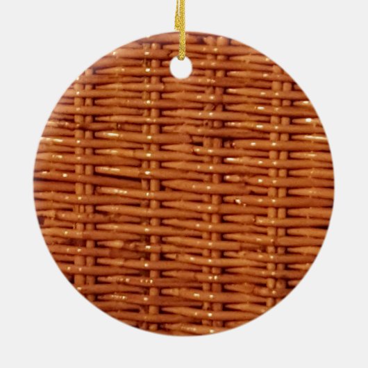 Rustic Brown Wicker Picnic Basket Country Style Keramisch Ornament (Achterkant)
