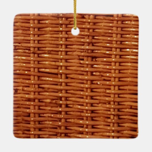 Rustic Brown Wicker Picnic Basket Country Style Keramisch Ornament (Achterkant)