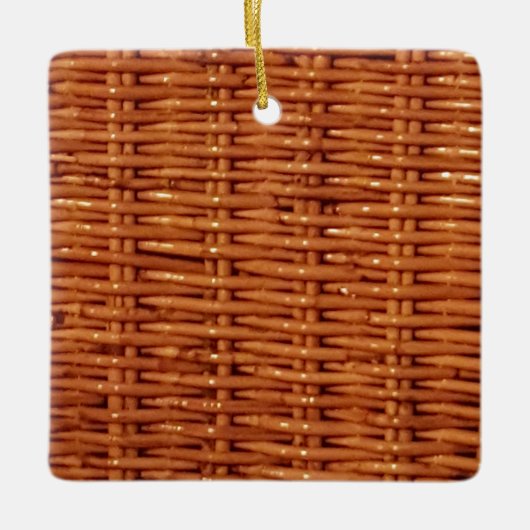 Rustic Brown Wicker Picnic Basket Country Style Keramisch Ornament (Voorkant)