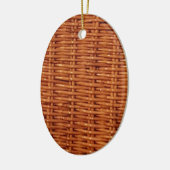 Rustic Brown Wicker Picnic Basket Country Style Keramisch Ornament (Links)