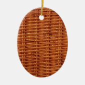 Rustic Brown Wicker Picnic Basket Country Style Keramisch Ornament (Voorkant)