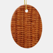 Rustic Brown Wicker Picnic Basket Country Style Keramisch Ornament (Achterkant)