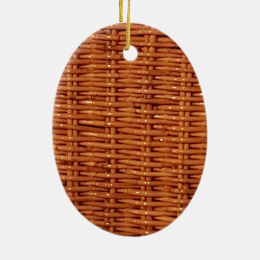 Rustic Brown Wicker Picnic Basket Country Style Keramisch Ornament (Achterkant)