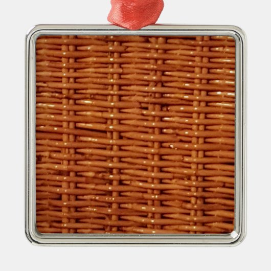 Rustic Brown Wicker Picnic Basket Country Style Metalen Ornament (Voorkant)