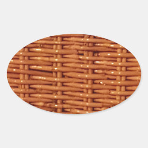 Rustic Brown Wicker Picnic Basket Country Style Ovale Sticker