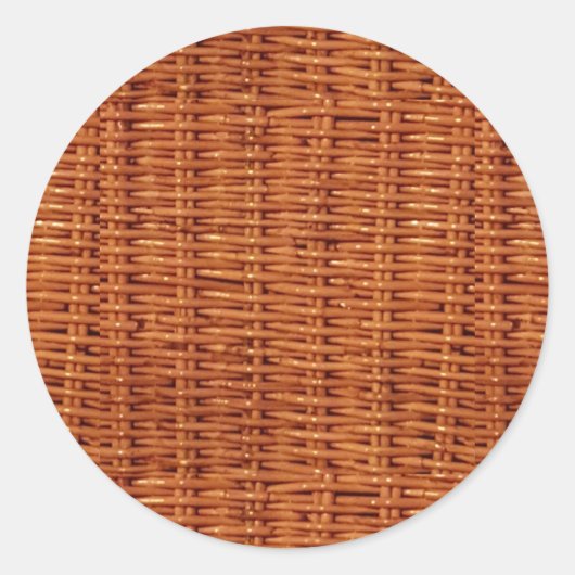 Rustic Brown Wicker Picnic Basket Country Style Ronde Sticker (Voorkant)