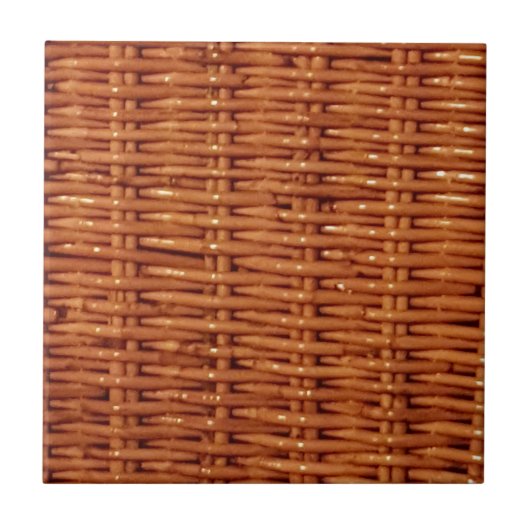 Rustic Brown Wicker Picnic Basket Country Style Tegeltje (Voorkant)