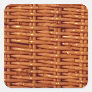 Rustic Brown Wicker Picnic Basket Country Style Vierkante Sticker
