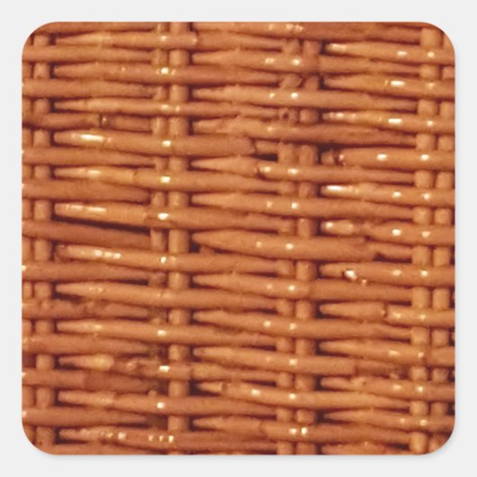 Rustic Brown Wicker Picnic Basket Country Style Vierkante Sticker (Voorkant)