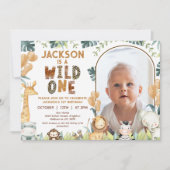 Rustic Brown Wild One Safari 1e verjaardag Kaart (Voorkant)