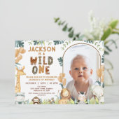 Rustic Brown Wild One Safari 1e verjaardag Kaart (Staand voorkant)