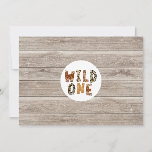 Rustic Brown Wild One Safari 1e verjaardag Kaart (Achterkant)
