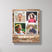 Rustic Brown Wood 4 Foto Collage Grandma Canvas Afdruk (Voorkant)