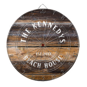 Rustic Brown Wood Beach house Familienaam  Dartbord