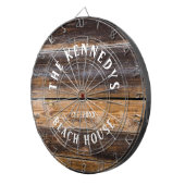 Rustic Brown Wood Beach house Familienaam  Dartbord (Voorkant Rechts)