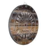 Rustic Brown Wood Beach house Familienaam  Dartbord (Voorkant Links)
