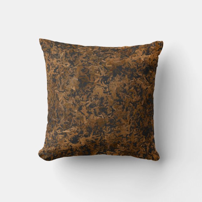Rustic Brown Wood Chips Kussen (Voorkant)