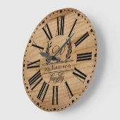 Rustic Brown Wood Custom Family Name Farmhouse Grote Klok (Hoek)
