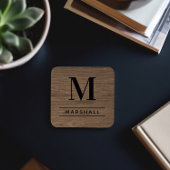 Rustic Brown Wood Custom Monogram Initiaal Bier Onderzetter