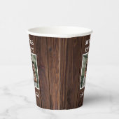 Rustic Brown Wood Custom Photo MR & MRS Wedding Papieren Bekers (Rechts)