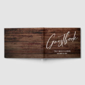 Rustic Brown Wood en Handwriting Guestbook Gastenboek (Volledig)