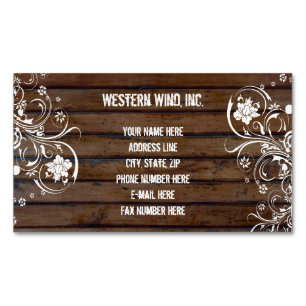 Rustic Brown Wood en Lace Country  Magnetisch Visitekaartje