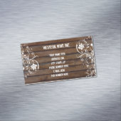 Rustic Brown Wood en Lace Country  Magnetisch Visitekaartje (Voorbeeld)